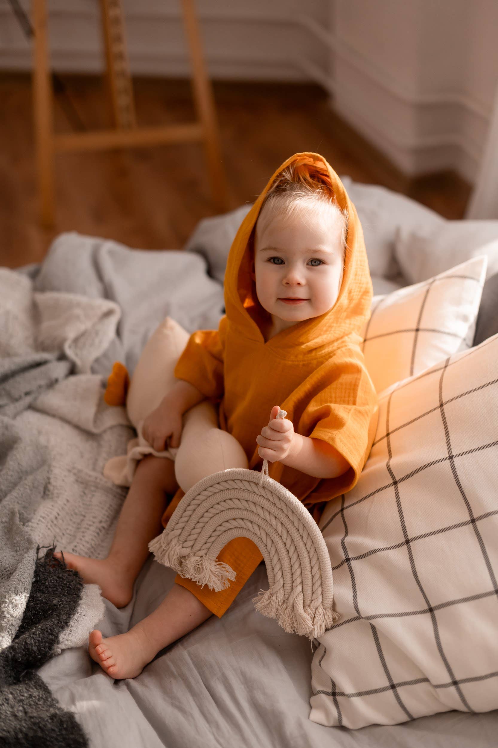 Ponchohåndklæde 1-4 år | Sandfarvet
